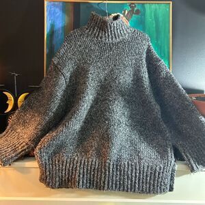 Zara Charcoal Oversized Turtleneck Sweater Dress Large